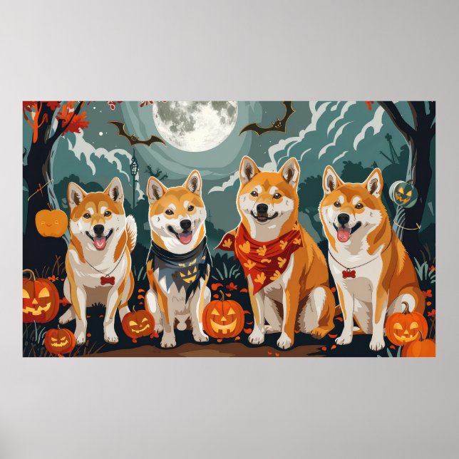 Affiche Shiba Inu Halloween Épouvantable (Devant)