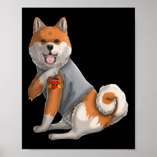 Affiche Shiba Inu I Love Maman Tattoo Dog Shirt Drôle Mère