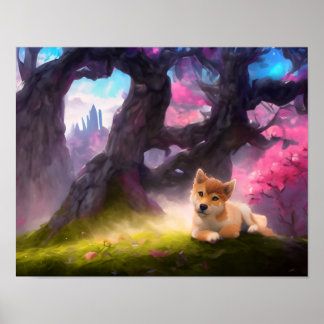 Affiche Shiba Inu Imaginaire Anime