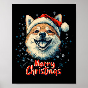Affiche Shiba Inu Santa Hat Joyeux Noël Amoureux des chien