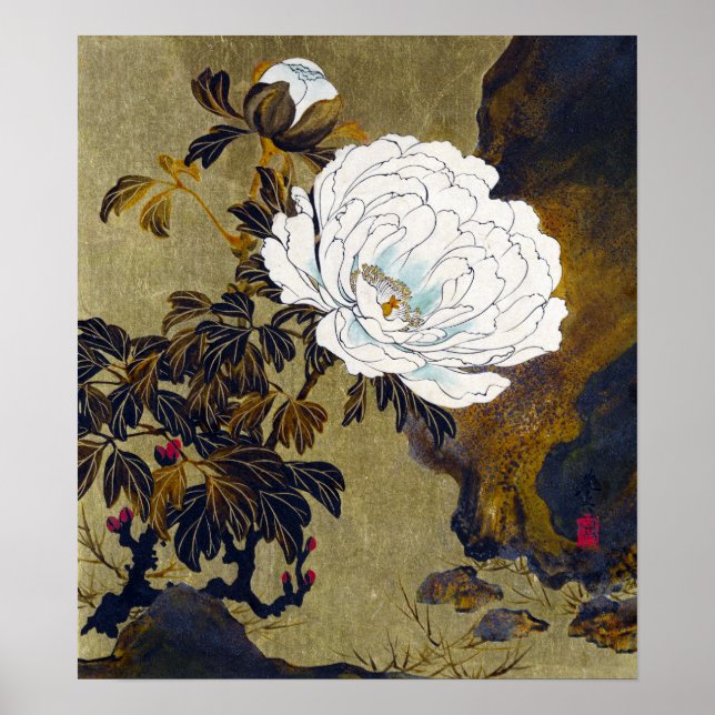 Affiche Shibata Zeshin Peonies (Devant)
