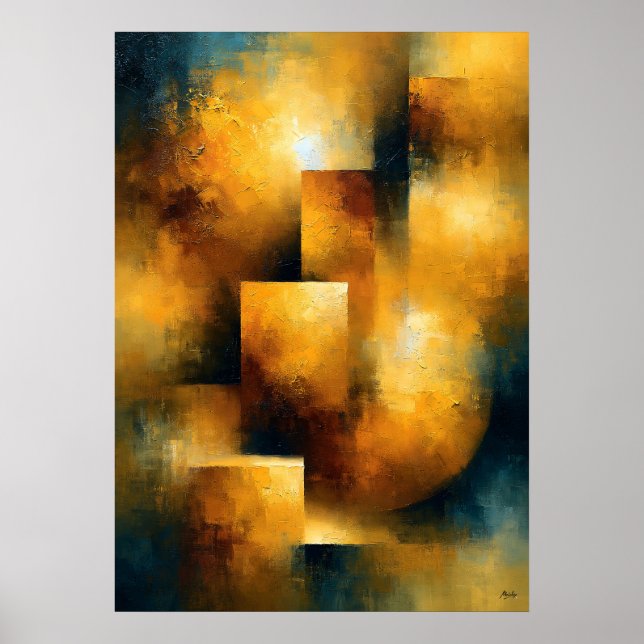 Affiche Shibui Résonance Dorée Texturée Inspirée du Japon (Devant)