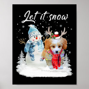 Affiche Shih Poo Père Noël Chien Noël Snowman Xmas Pajama