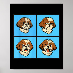 Affiche Shih Tzu Attitude d'humeur Halloween Visages