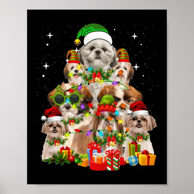 Affiche Shih Tzu Chien arbre de Noël (Devant)