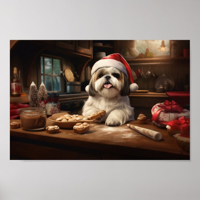 Affiche Shih Tzu Christmas Cookies Festive Holiday (Devant)