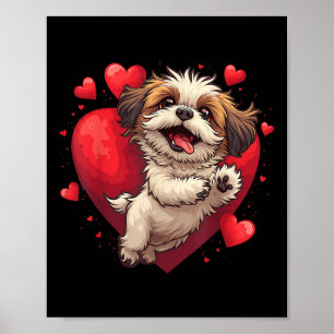 Affiche Shih Tzu Coeur D'Amour Pour Valentines Jour Sur Sh