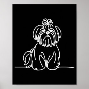 Affiche Shih tzu dessin au trait propriétaire de chien per
