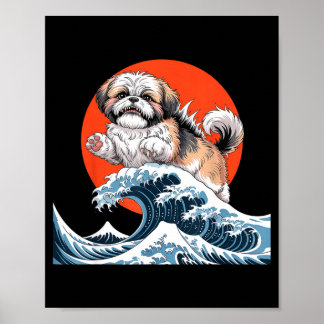 Affiche Shih tzu dog shihtzu dog japanese art shitzhu funn