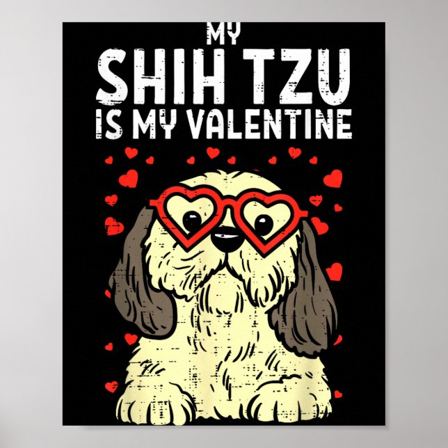 Affiche Shih Tzu est mon Valentin Cute Saint-Valentin Chie (Devant)