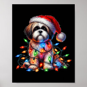 Affiche Shih Tzu illuminations de Noël Amoureux des chiens