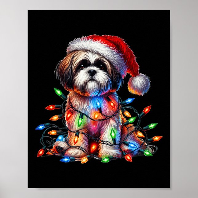 Affiche Shih Tzu illuminations de Noël Amoureux des chiens (Devant)