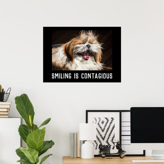 Affiche Shih tzu laughing smile customize photo text  (Bureau à domicile)