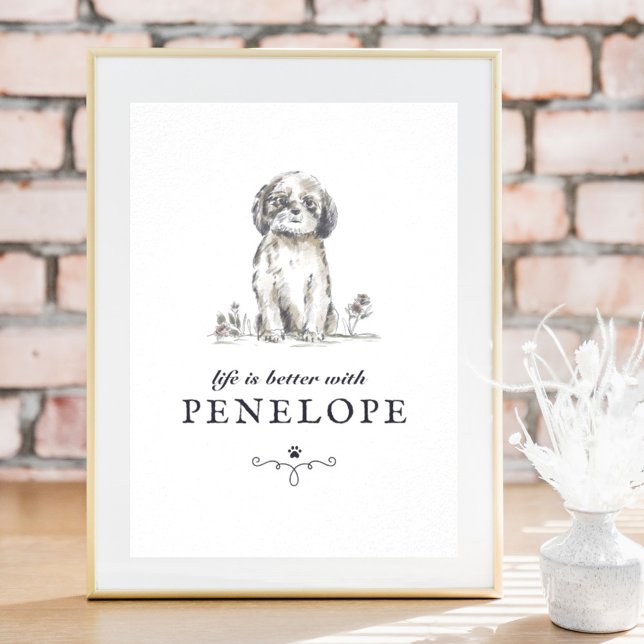 Affiche Shih Tzu Life est meilleur avec le nom de chien pe (Créateur téléchargé)