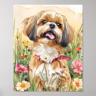 Affiche Shih Tzu Portrait Art - Mur de chien mignon Décor