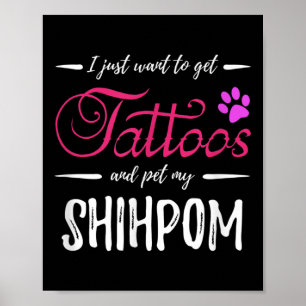 Affiche Shihpom Amoureux des chiens Tattoo Funny Chien Mam