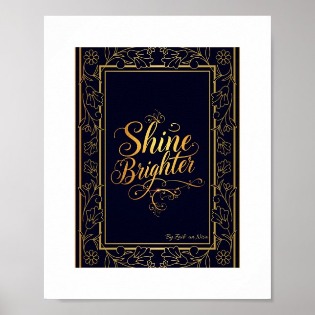 Affiche Shine Brighter – Elegant Gold Foil Typography  (Devant)