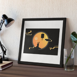 Affiche Shine Moon Rabbit - Black Sky Mid-Autumn Festival