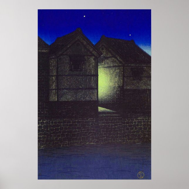 Affiche Shinkawa à Night Kawase Hasui (Devant)