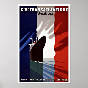 Affiche Ship French Line Vintage Travel