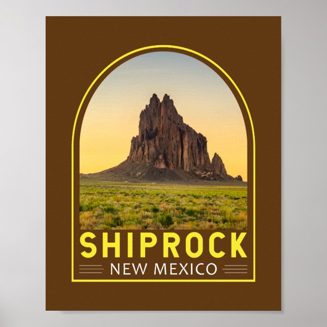Affiche Shiprock Nouveau-Mexique Rétro Emblème Art Vintage (Devant)