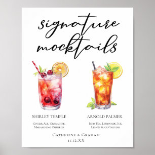 Affiche Shirley Temple Arnold Palmer Mocktails Menu