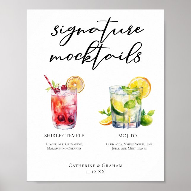 Affiche Shirley Temple Mojito Signature Mocktails Menu (Devant)