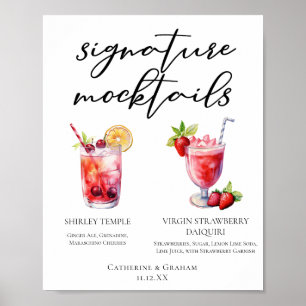 Affiche Shirley Temple Strawberry Daiquiri Mocktails Menu