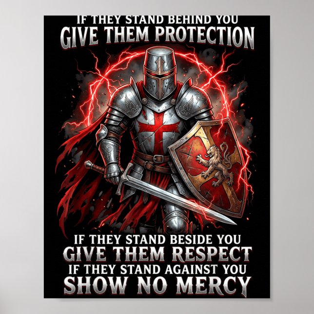 Affiche Shirt Knights Templar Warrior Protection Respect (Devant)