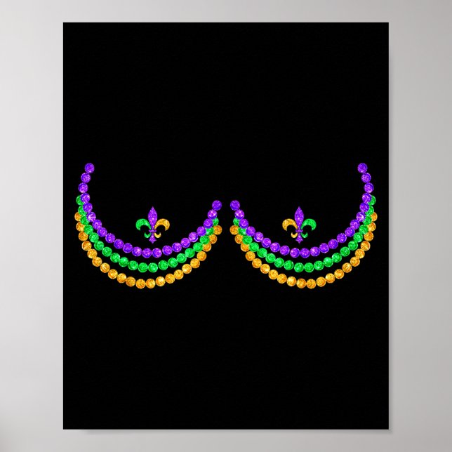 Affiche Shirt Mardi Gras Funny Beads S Outline Costume Hum (Devant)