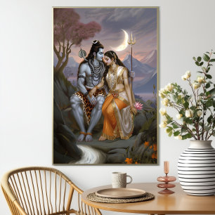 Affiche Shiva Shakti : Déesse Dieu traditionnel hindou
