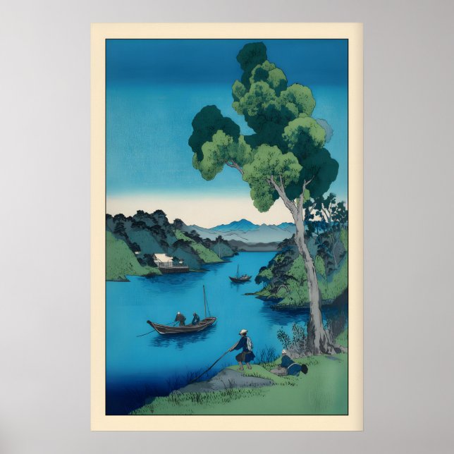 Affiche Shizuka na Minamo Print, Peaceful Bay Scene (Devant)