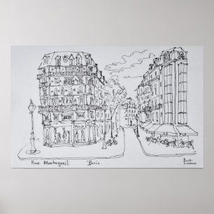 Affiche Shopping Street   Rue Montorgueil, Paris, France