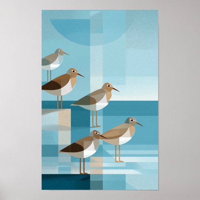 Affiche Shorebirds background with text space vertical (Devant)