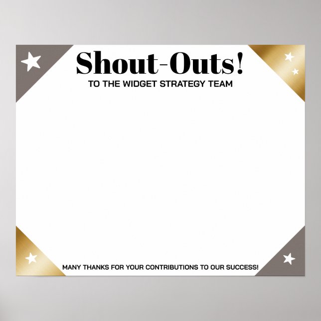 Affiche Shout out board employee daily kudos post-its (Devant)