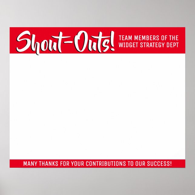 Affiche Shout out board employee daily kudos post-its (Devant)