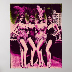 Affiche Showgirl Baddies Rose et Vert Risograph 