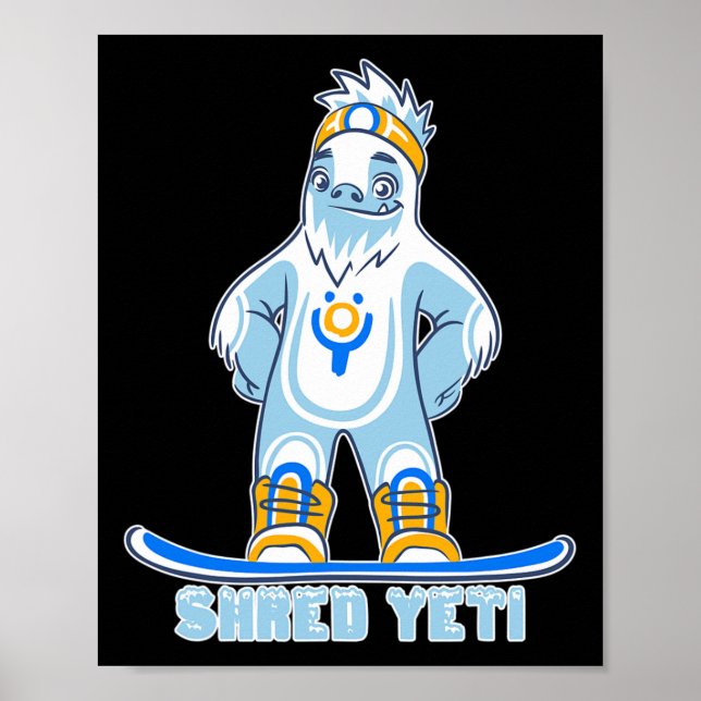 Affiche Shred Yeti - Fun Yeti Bigfoot Sasquatch Snowboardi (Devant)