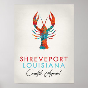 Affiche Shreveport Louisiane Crawfish Bright
