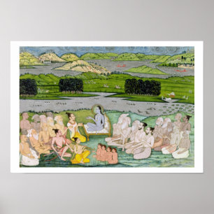 Affiche Shri Sukdevji prêchant à un concours de Sadhus,