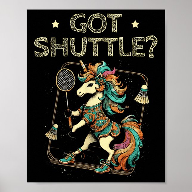 Affiche Shuttle Badminton Player Shuttle Racket (Devant)