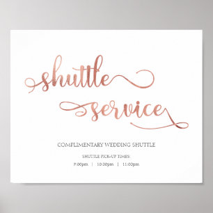 Affiche Shuttle service, bus transport rose Wedding Sign