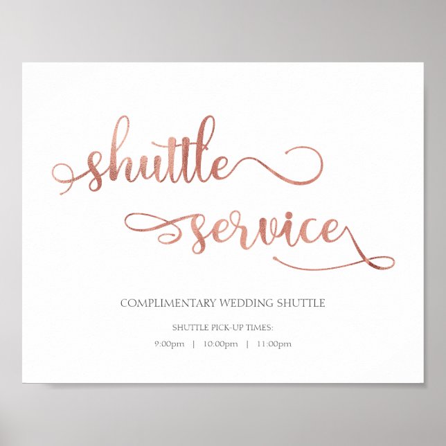Affiche Shuttle service, bus transport rose Wedding Sign (Devant)