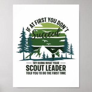 Affiche Si au début vous ne réussissez pas Chef scout camp