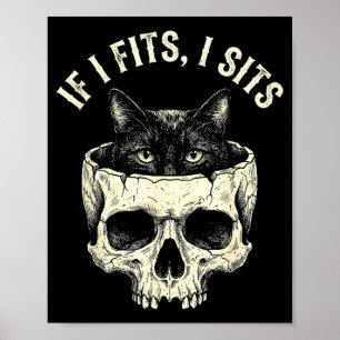 Affiche Si ça va assis crâne de chat noir mème de chat min