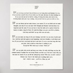 Affiche SI citation par Rudyard Kipling 1895 sur la toile