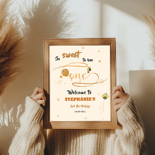 Affiche Si doux d'être un abeille miel 1ère fête d'anniver
