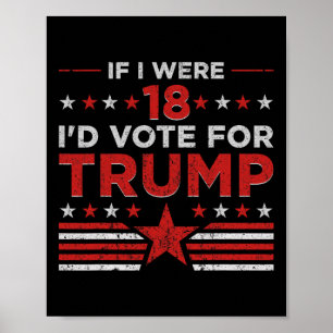 Affiche Si j'avais 18 ans je voterais pour Trump Drôle Pro