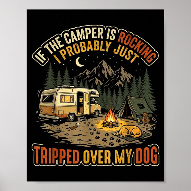 Affiche Si la caravane tangue drôle de camping pour chiens (Devant)