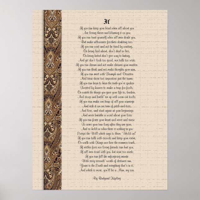 Affiche Si la poésie inspirante par Rudyard Kipling (Devant)